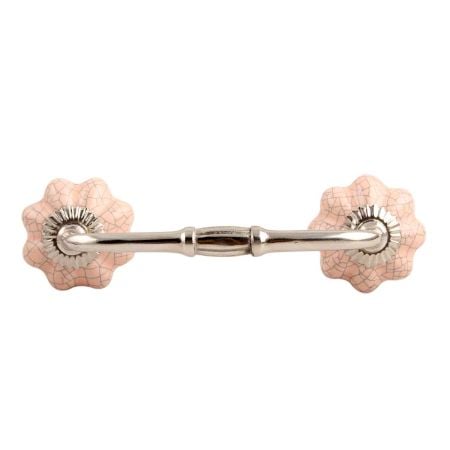 Baby Pink Crackle Ceramic Melon Bridge Handle